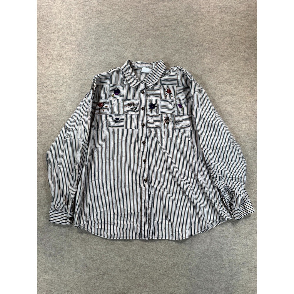 Napa Valley Shirt Womens XL Multicolor Striped Patchwork Floral Button Up L/S